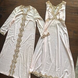 Emilio Pucci, nightgown and robe set size medium, pale, pink vintage